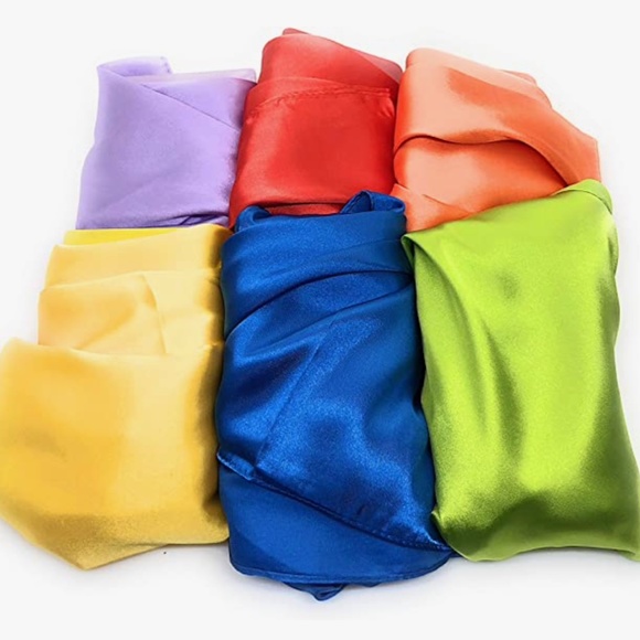 CLARITY Satin Silk Scarves - Square - set of 6 - Picture 2 of 4